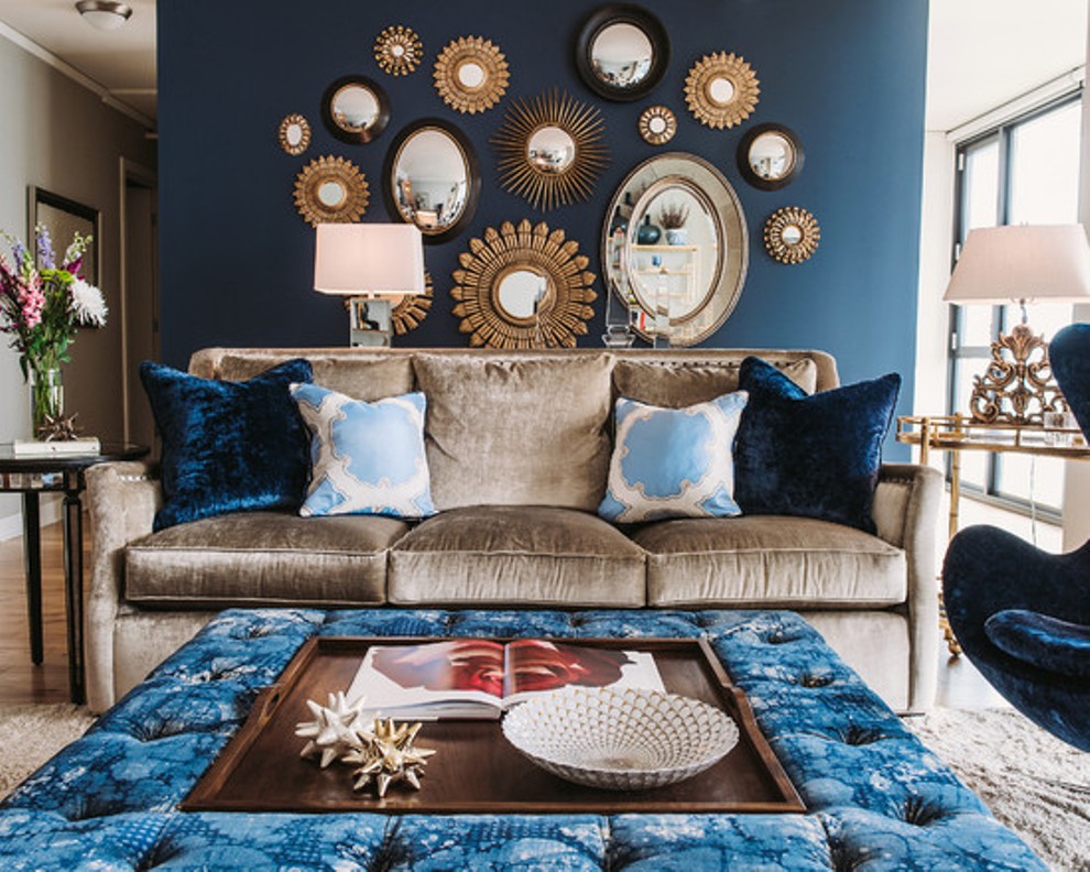 Rustic Blue And Gold Living Room Ideas