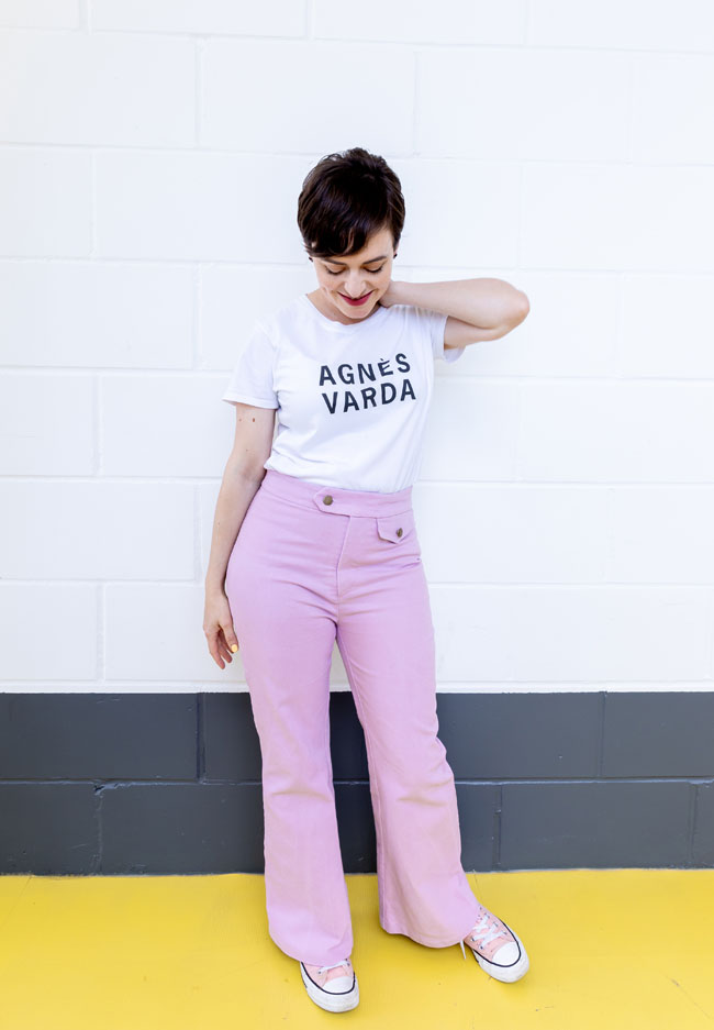 Tilly's pink Jessa jeans of dreams - sewing pattern by Tilly and the Buttons