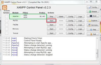 XAMPP control panel