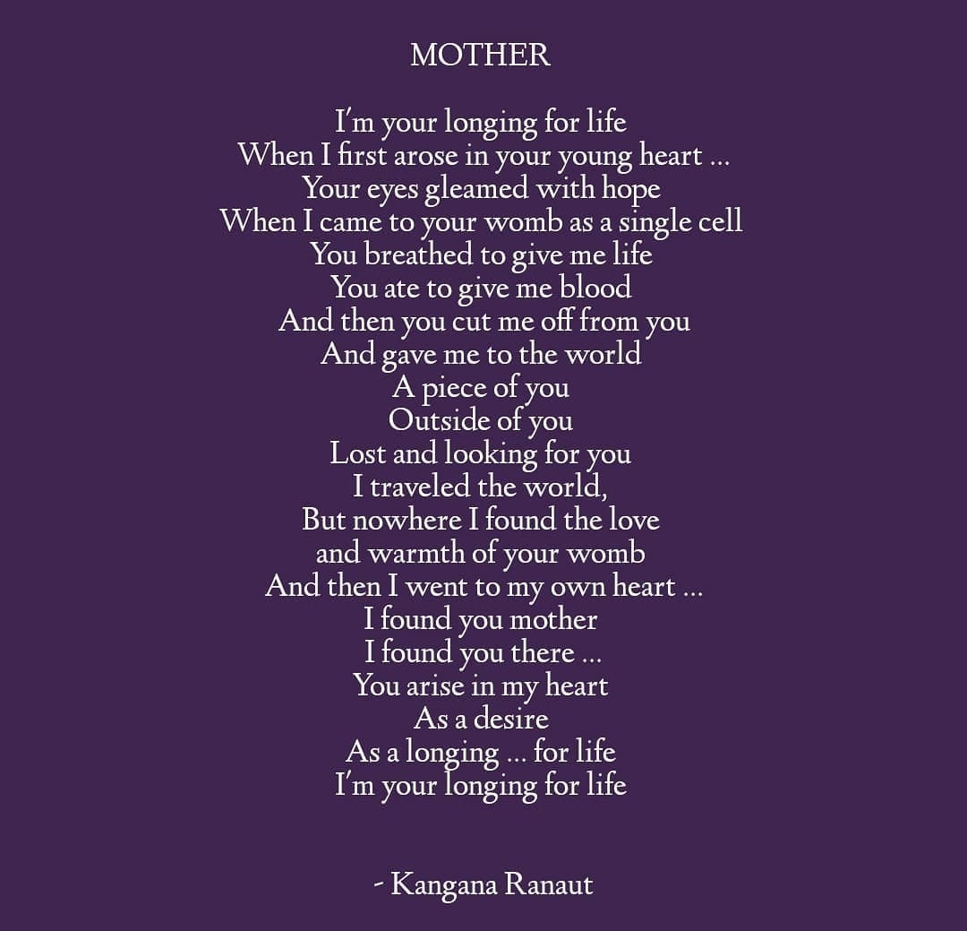 KANGANA RANAUT wrote an emotional poem for mother on MOTHER'S DAY, the ...