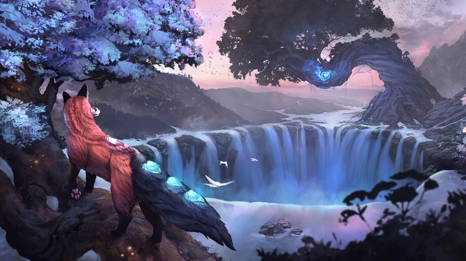 Fox Forest Scenery Digital Art 4K #5860b Wallpaper
