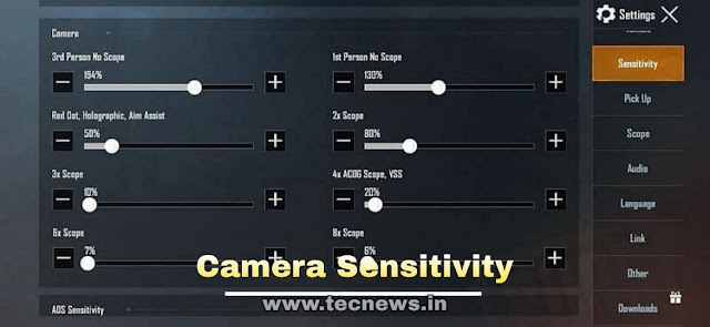 Camera sensitivity