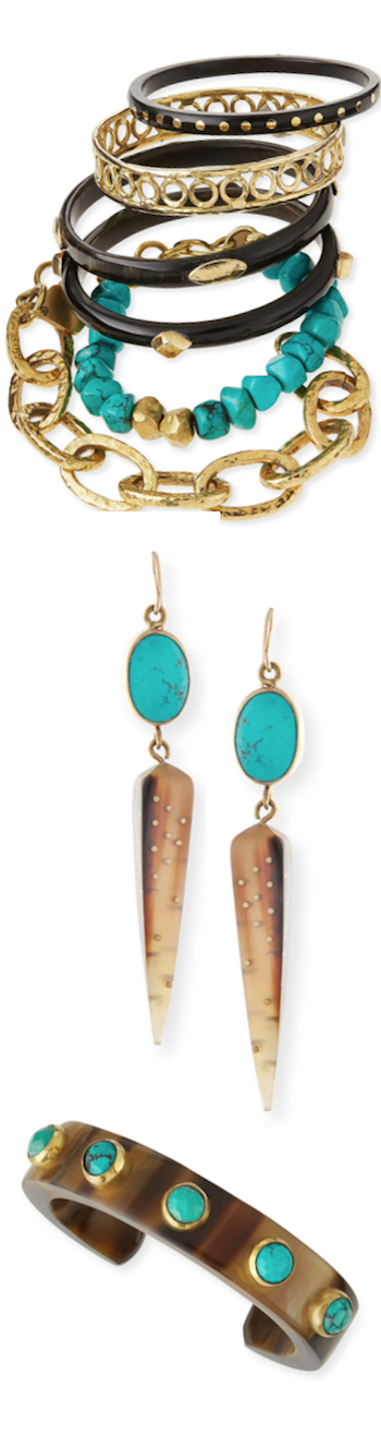 ASHLEY PITTMAN TURQUOISE CUFFS AND EARRINGS 