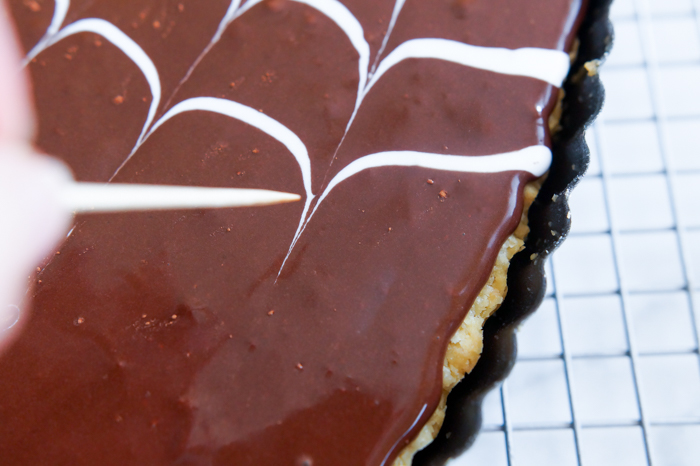 Chocolate Spiderweb Bakewell Tart