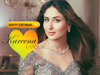 kareena kapoor birthday wishes, celebrate her 43rd birthday with beautiful hd wallpaper with birthday wishing message in silver color dress and jewelry
