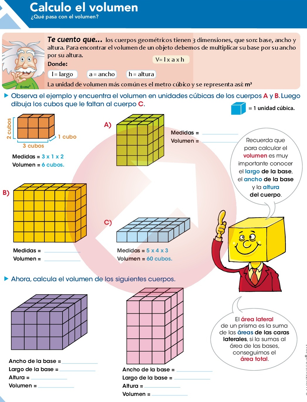 PROFR. LUIS ENRIQUE 6° "B" ACTIVIDAD DE MATEMÁTICAS VOLUMEN DE PRISMAS