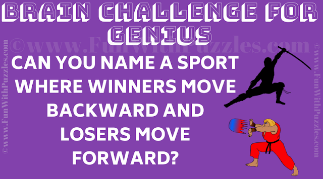 Can you name a sport where winners move backward and losers move forward?