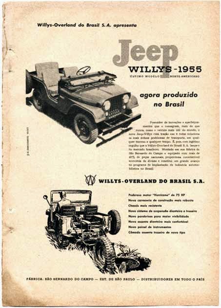 Propaganda do Jeep Willys apresentando sua linha para o ano de 1955.