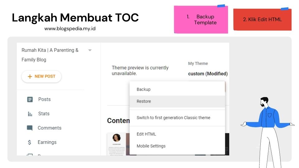 cara edit html di blogspot