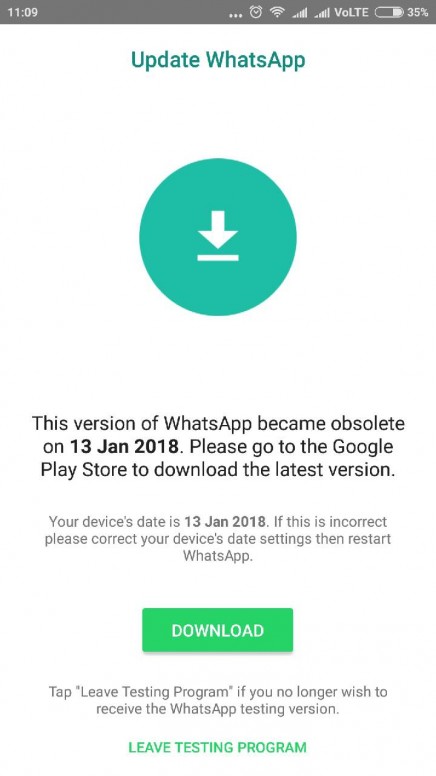 How to fix Whatsapp not working,version has outdated in Redmi note 4