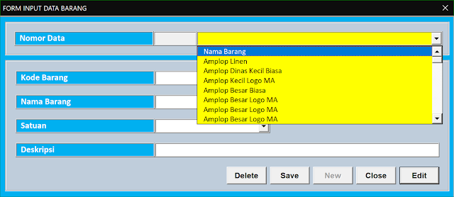 Form Edit Data Barang Aplikasi Excel Laporan Stock Persediaan Versi 4