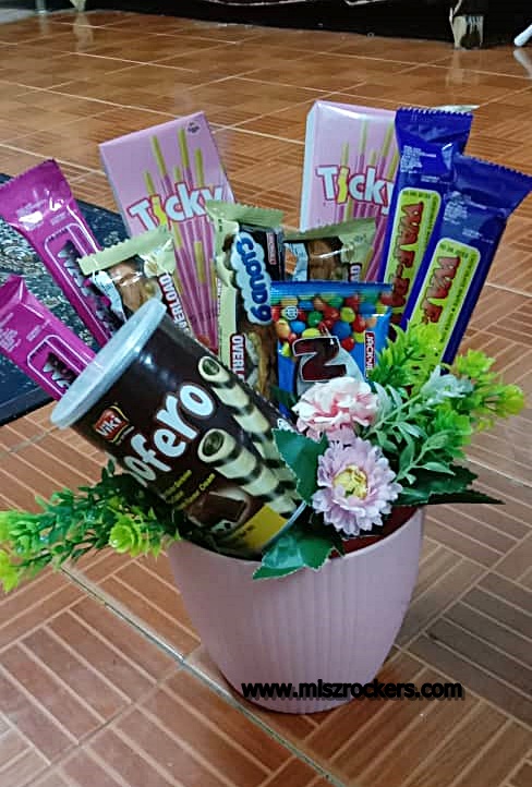 coklat bouquet dalam pasu