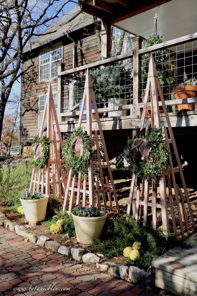 Botanic Bleu Peach Trellis Christmas Greenery