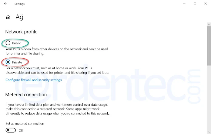 Change Network Profile from Settings