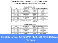 Contoh Jadwal MOS SMP, SMA, SD 2018 Referensi Terbaru