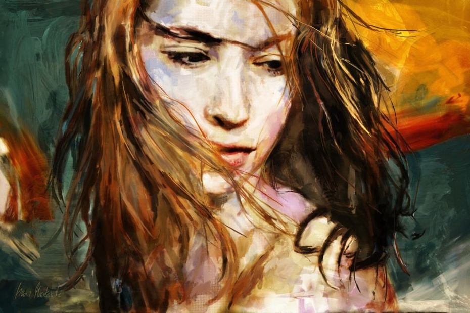 Грустная девушка картина маслом