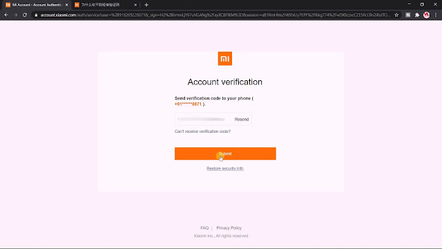 click on submit here reset mi account password