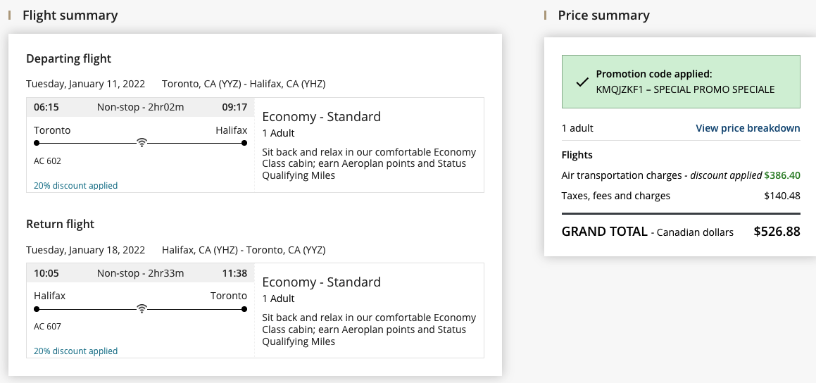 Air Canada Halloween Promo Code - Save 20% on all fare classes for