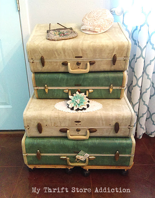 vintage Samsonite luggage as decorative storage