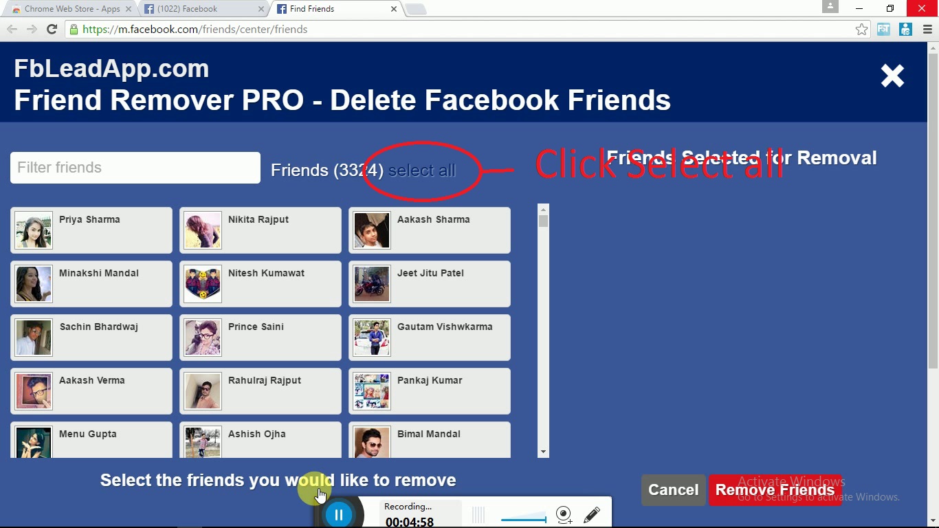 How to remove/unfriend all friends from facebook at once