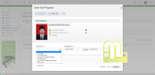 Cara Set Cuti PTK di Simpatika