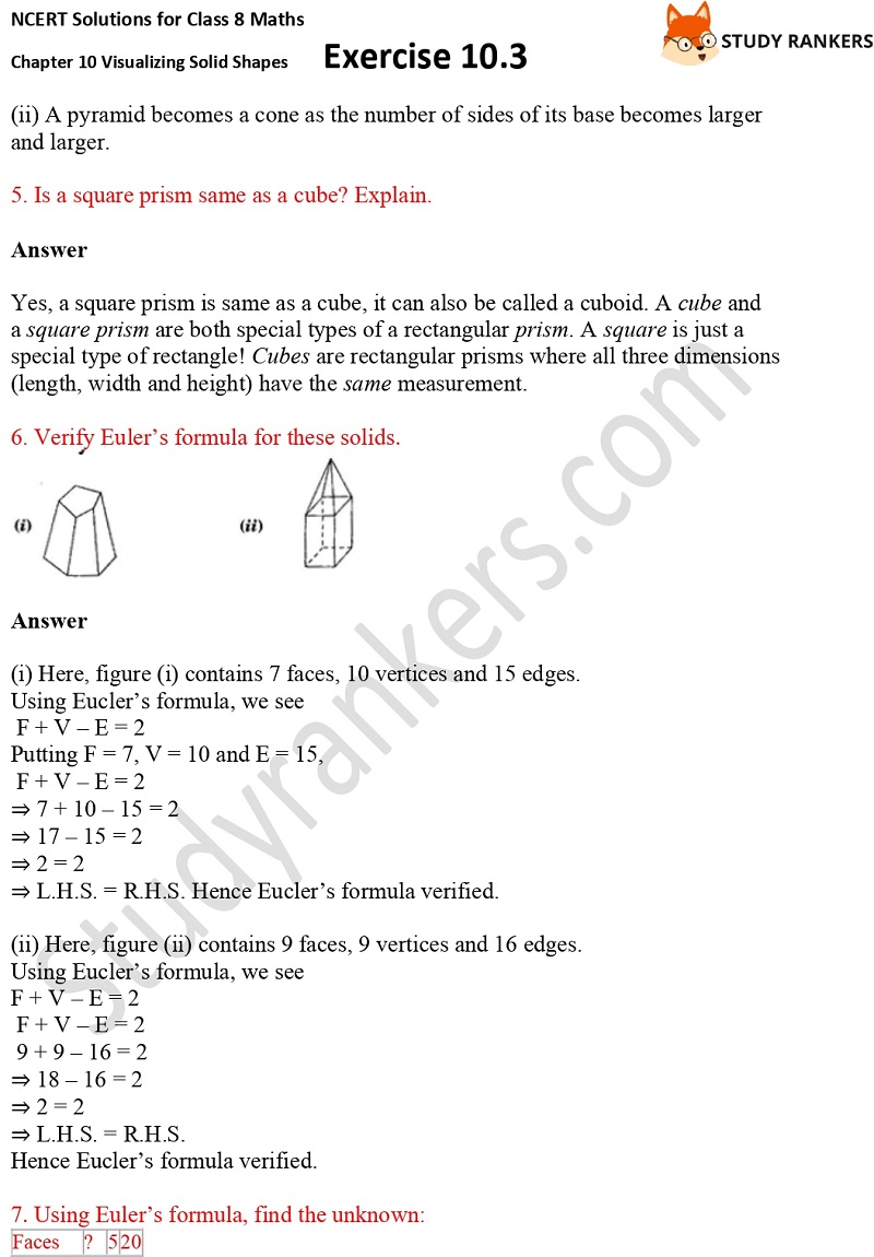 NCERT Solutions for Class 8 Maths Ch 10 Visualizing Solid Shapes Exercise 10.3 2