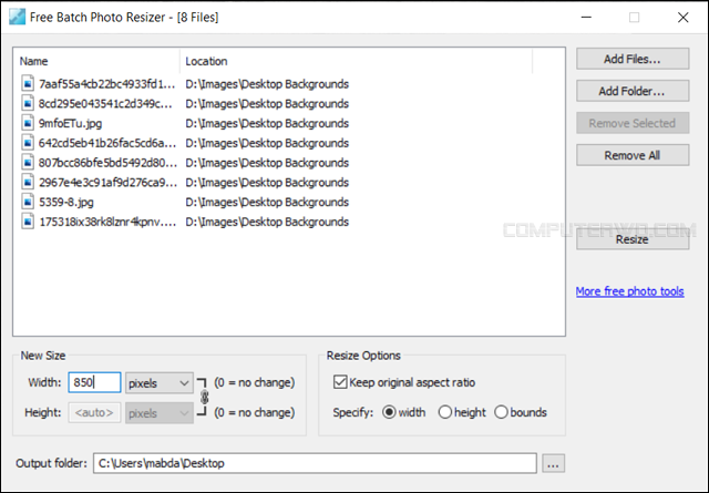 ������ Free Batch Photo Resizer Screenshot+2020-11