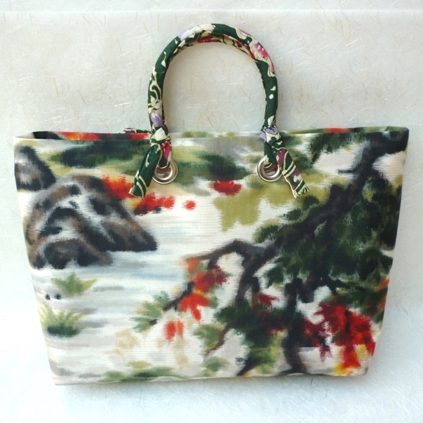 Mango Frooty: Japanese vintage kimono fabric tote bags