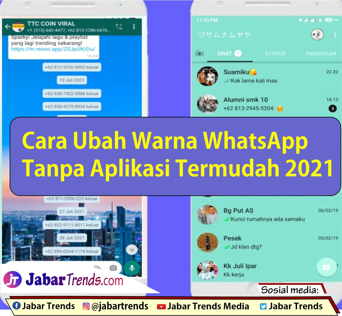 Cara mengubah warna whatsapp menjadi pink tanpa aplikasi