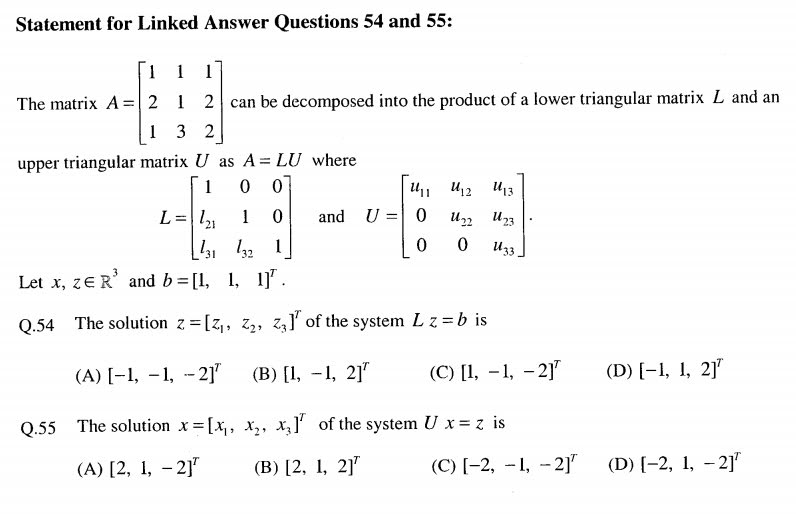 Linear algebra questions (GATE)