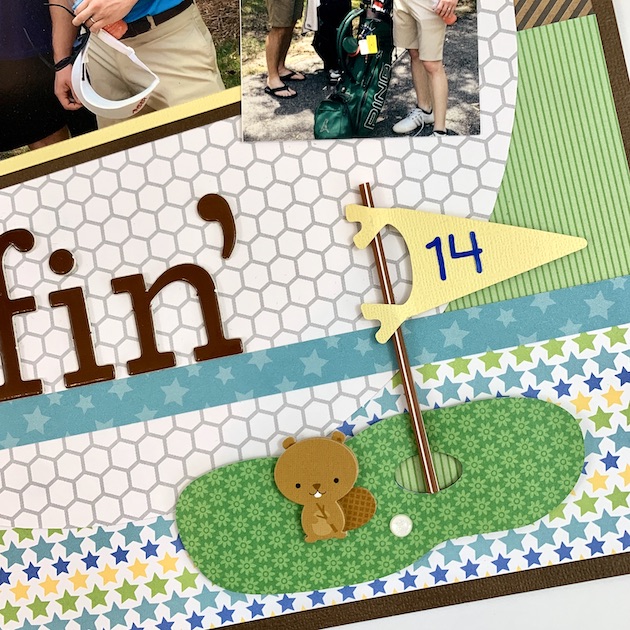 Golf Scrapbook Page Layout with tee and flag
