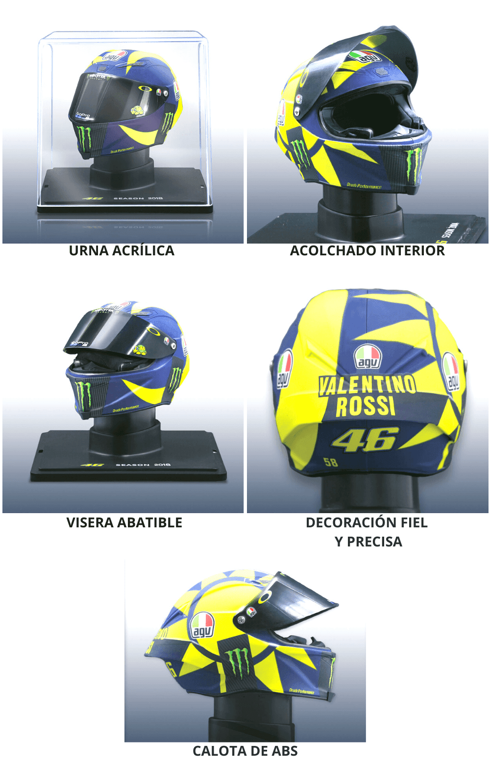 Colecciones Chéveres: Colección Valentino Rossi mis cascos 1:5 Altaya España