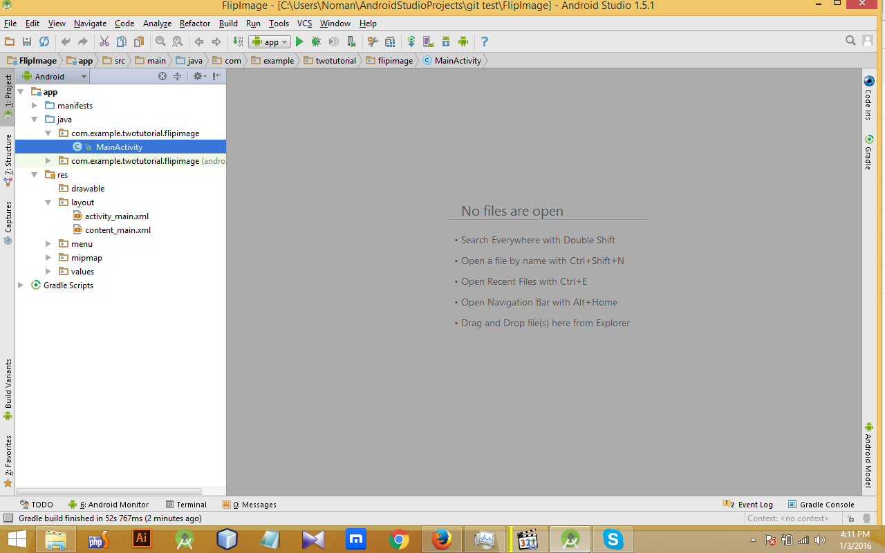 Android New Project File Structure ~ TwoTutorial