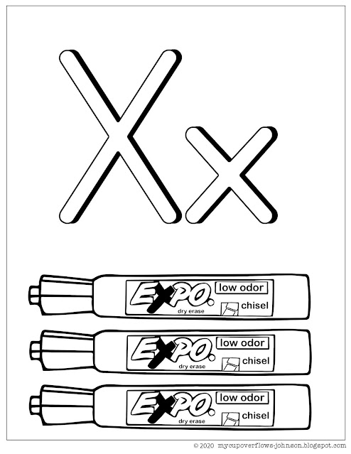 X is for eXpo markers coloring page