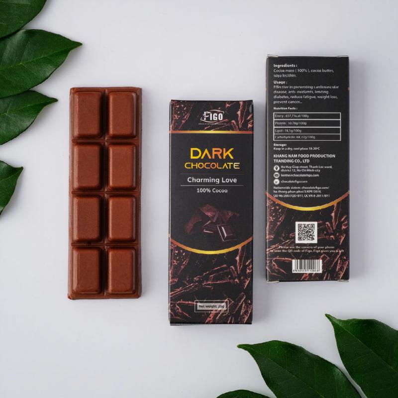 Dark Chocolate 100% Không Đường FIGO 20g