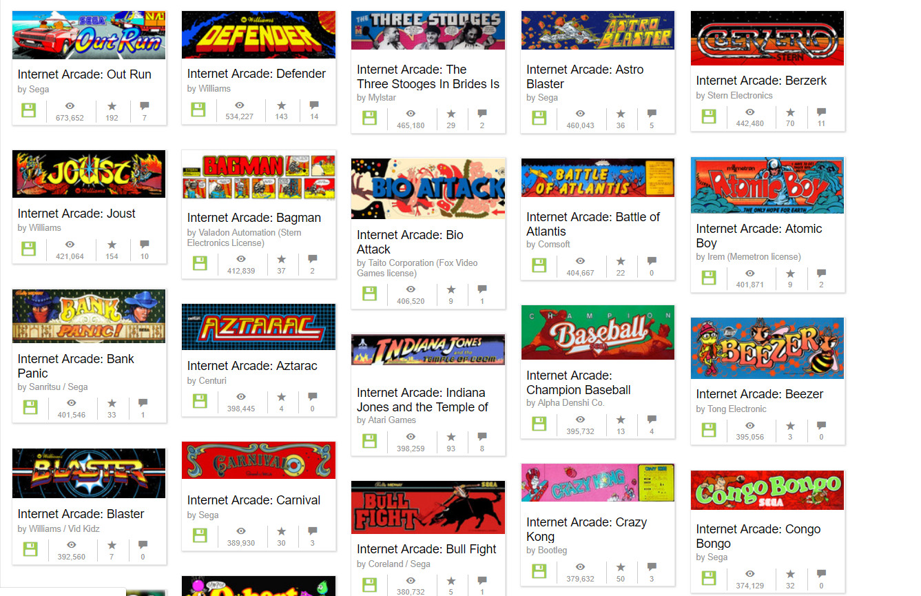Internet Archive Adds 1,100 Arcade Games to Online Museum