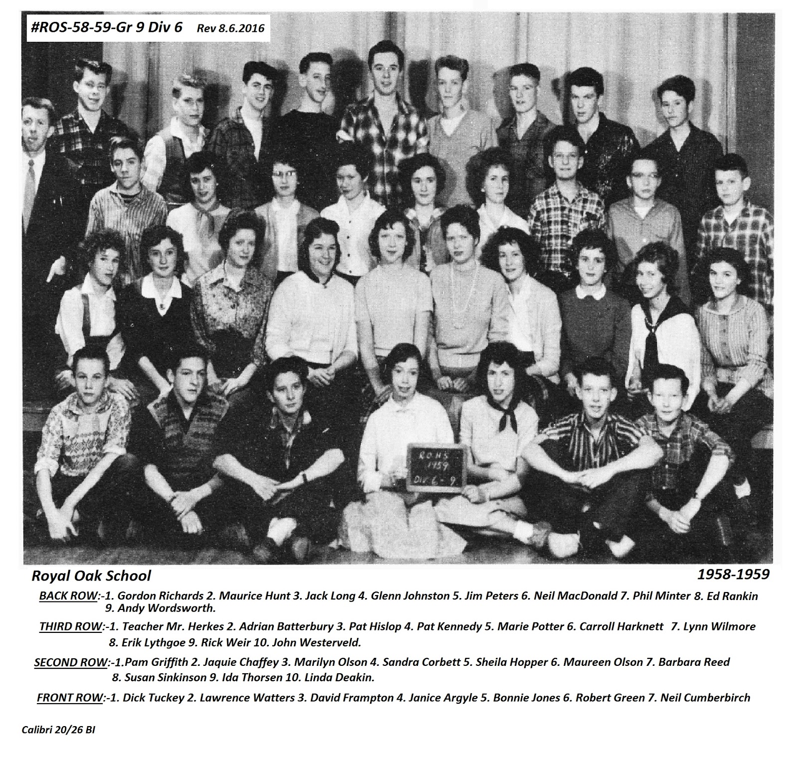 Royal Oak School Yard Class photos from the "1952" Royal Oak School.