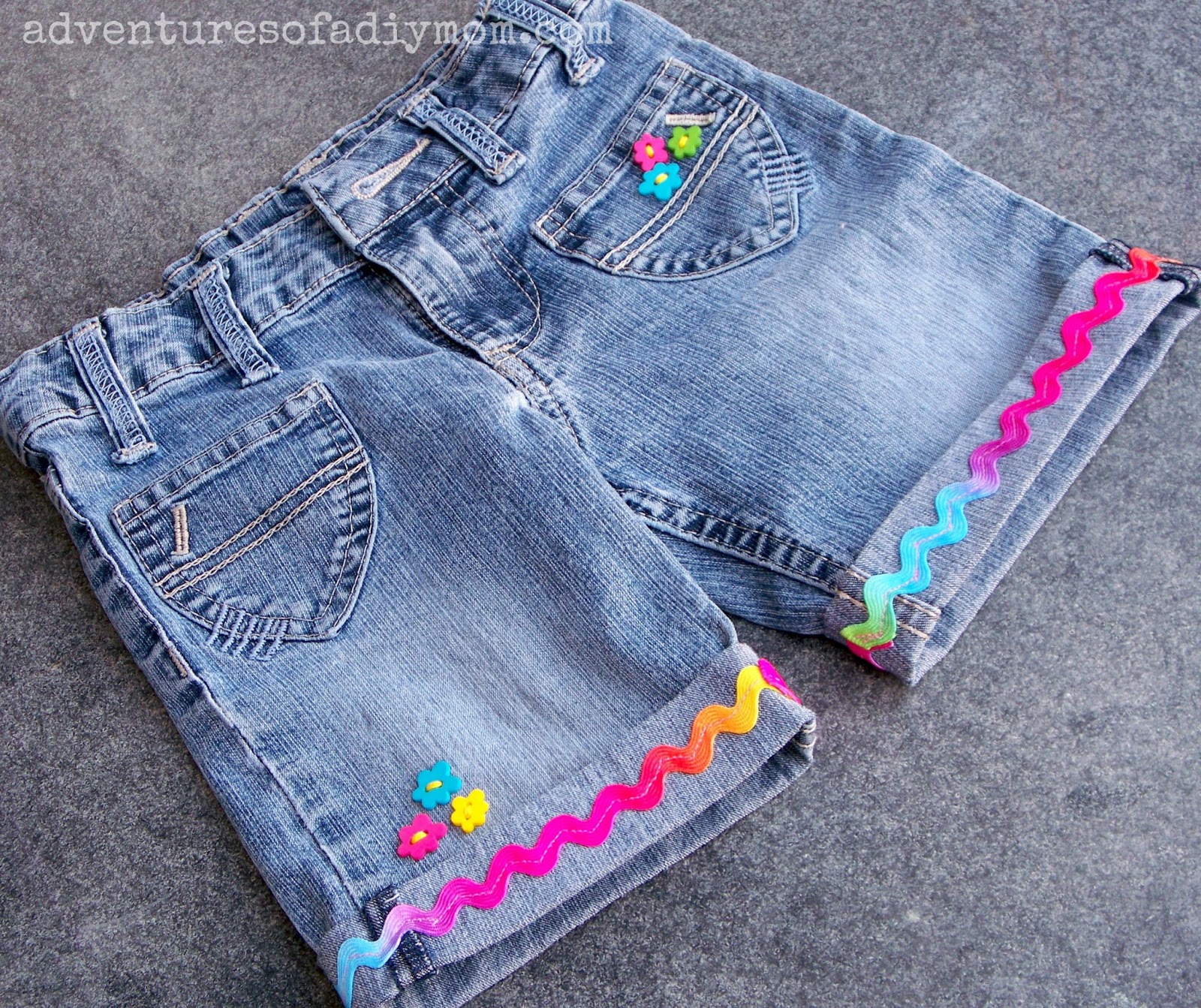 Simple Ribbon Bows Cut off Jean Shorts Series Adventures of a DIY Mom