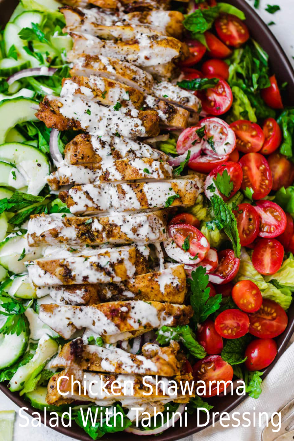 Chicken Shawarma Salad with Tahini Dressing