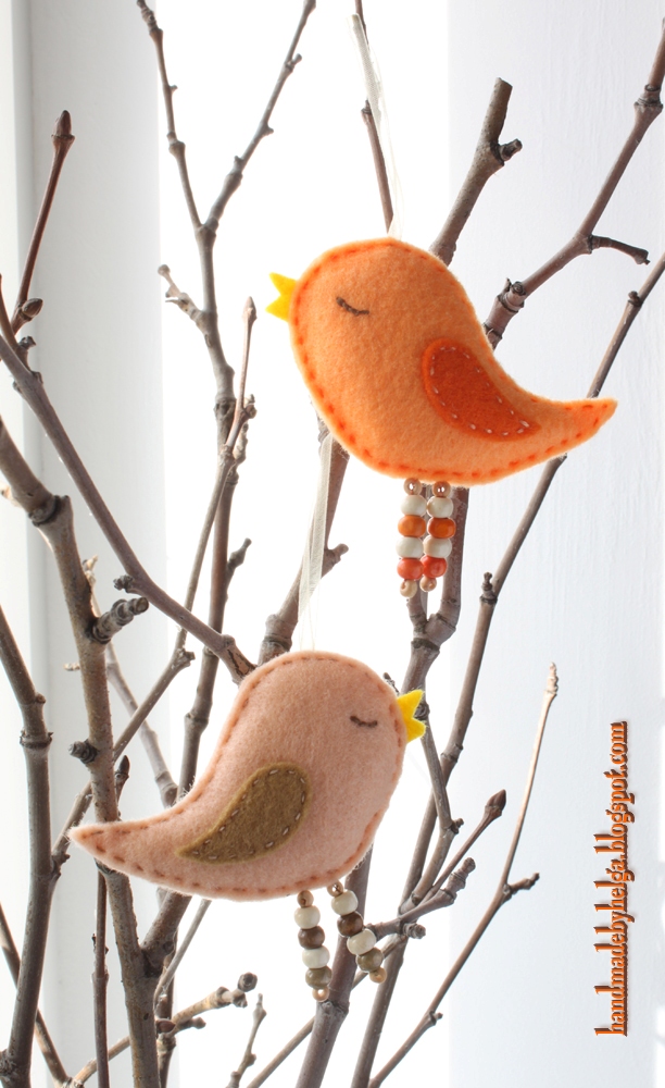 Handmade by Helga Felt Bird Ornaments