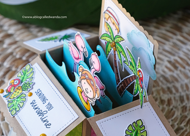 Sunny Studio Stamps: Fabulous Flamingos Coastal Cuties Sending Sunshine Fluffy Clouds Summer Themed Pop Up Card by Wanda Guess