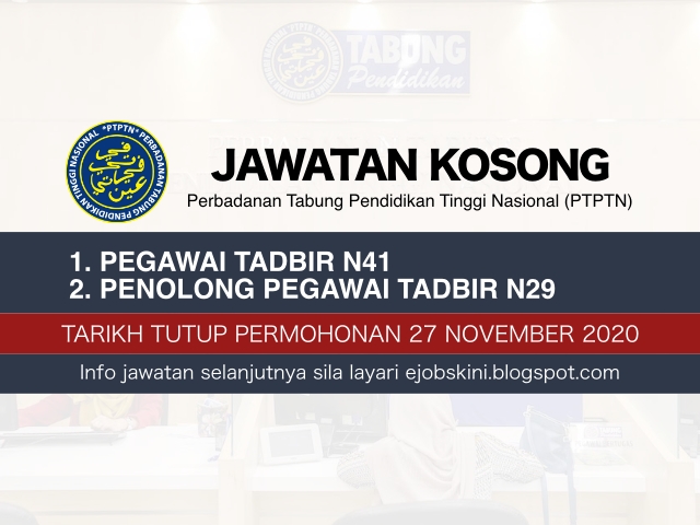 Jawatan Kosong Terkini PTPTN November 2020