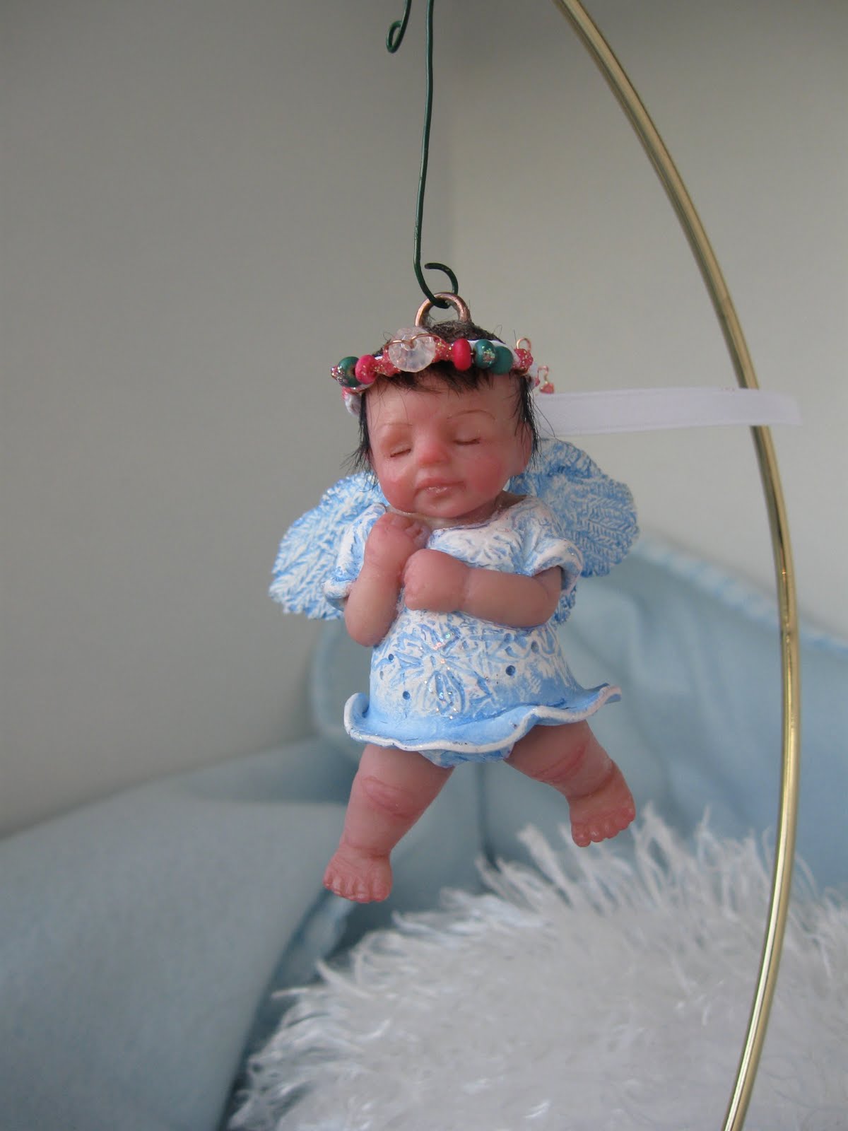 One of a Kind Art by Catherine New Angel Baby Ornament Christmas OOAK