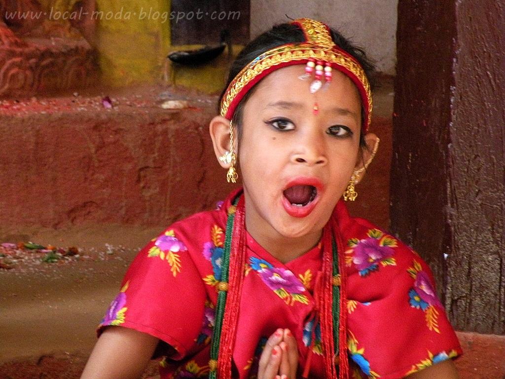 Local style Nepalese kids in traditional outfits