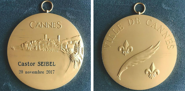Cette même année, la Ville de Cannes décerna à Monsieur Castor Seibel  la très rare Médaille d'Or de la Ville.