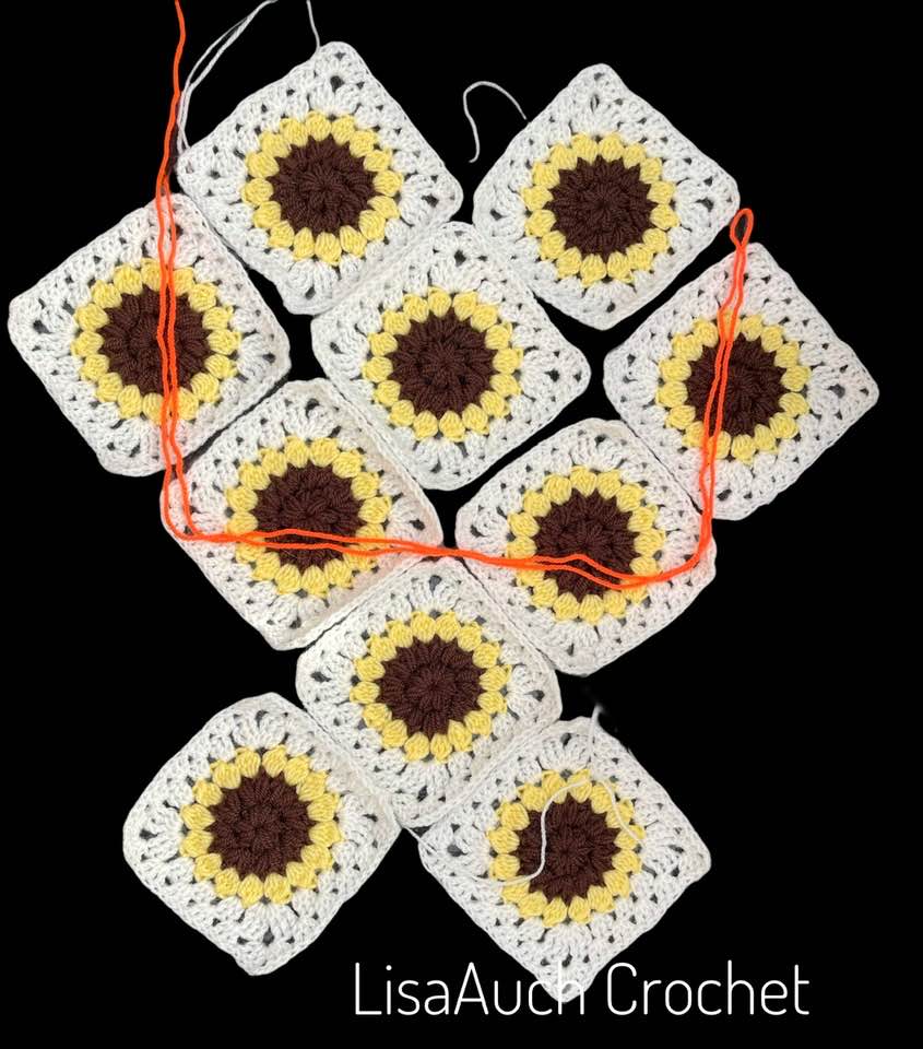 Crochet Sunflower Granny Square Bag . FREE PATTERN with Bag Layout.