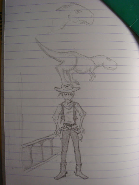cowgirl dinosaur dessin