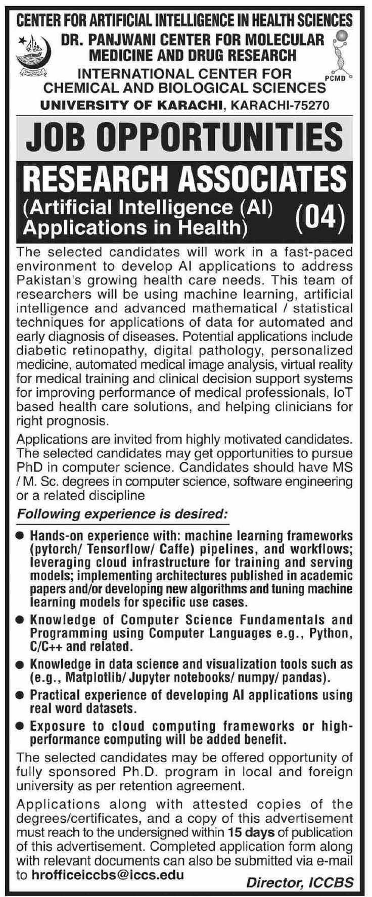 International Center For Chemical and Biological Sciences ICCBS Jobs 2021 Karachi