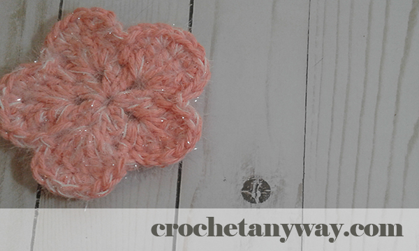 peach crochet flower scrubby