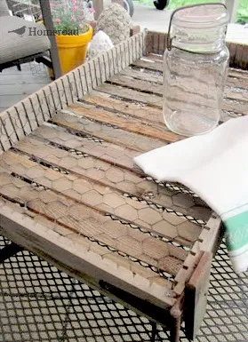 wooden crate with a mason jar